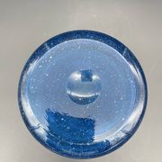 Vintage cobalt blue bubble glass vase – 1960s Scandinavian design