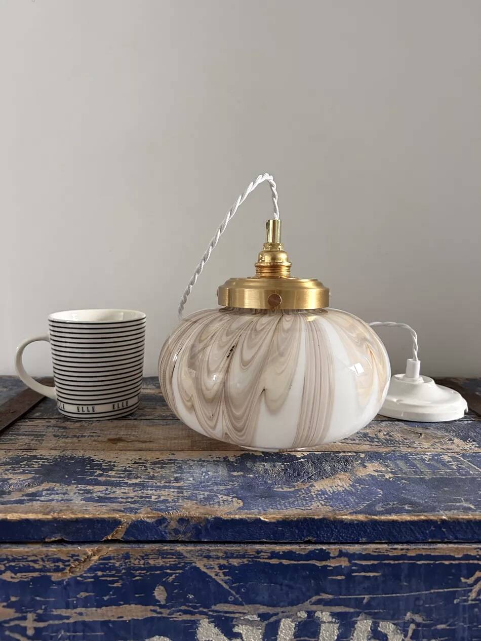 Vintage marbled opaline pendant light