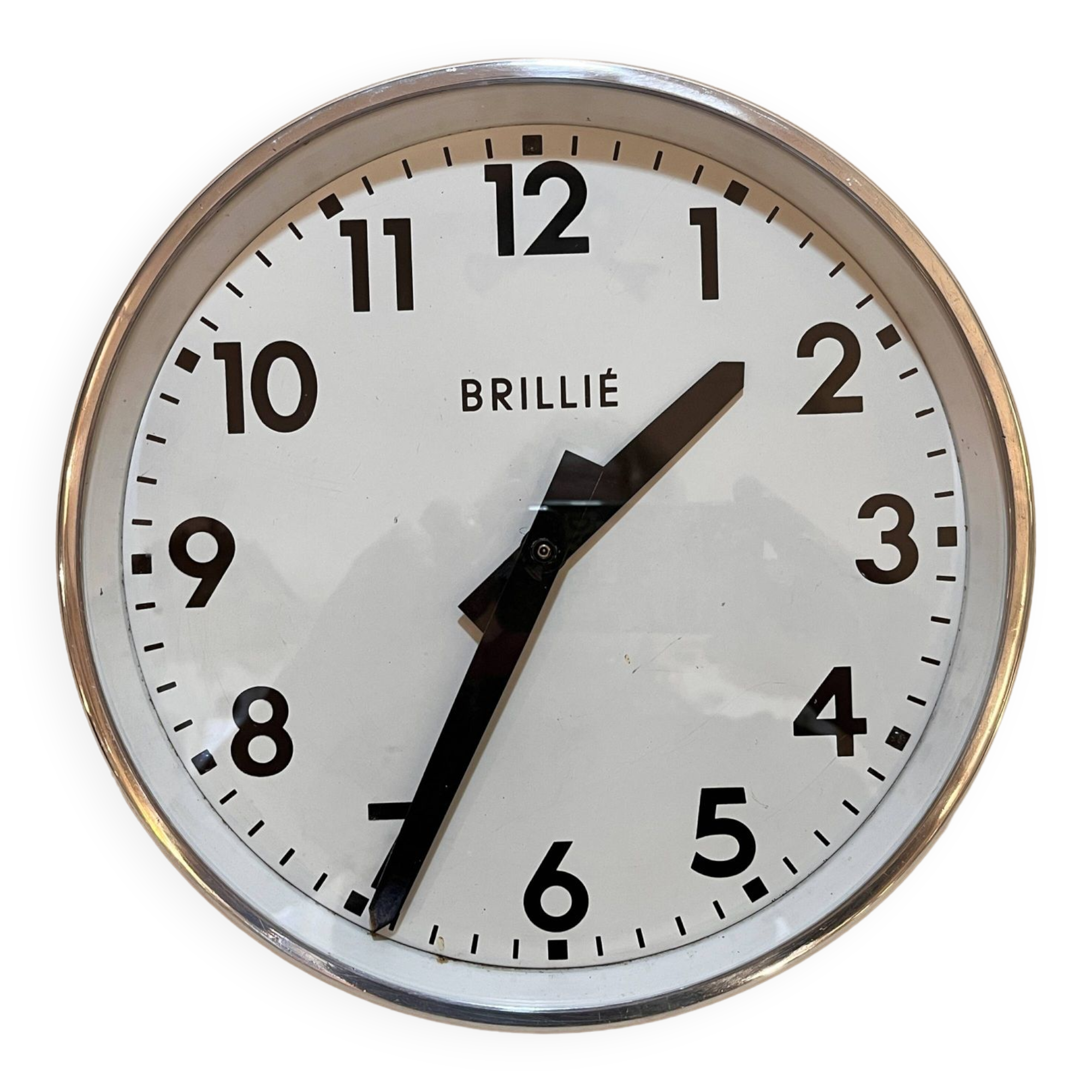 Horloge industrielle fonctionnelle brillie alu poli 26 cm gare pendule 1960 ato lepaute