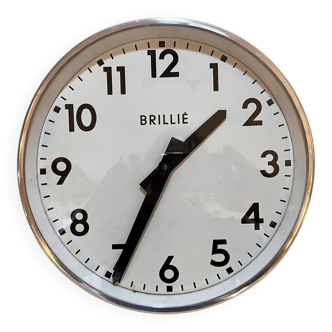 Brillie functional industrial clock polished aluminum 26 cm station pendulum 1960 ato lepaute