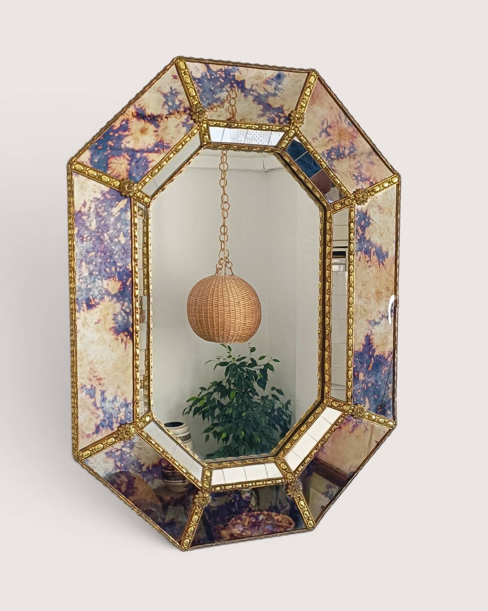 Venetian Modern Octagonal Wall Mirror, Handcrafted in Spain, Dated 1989