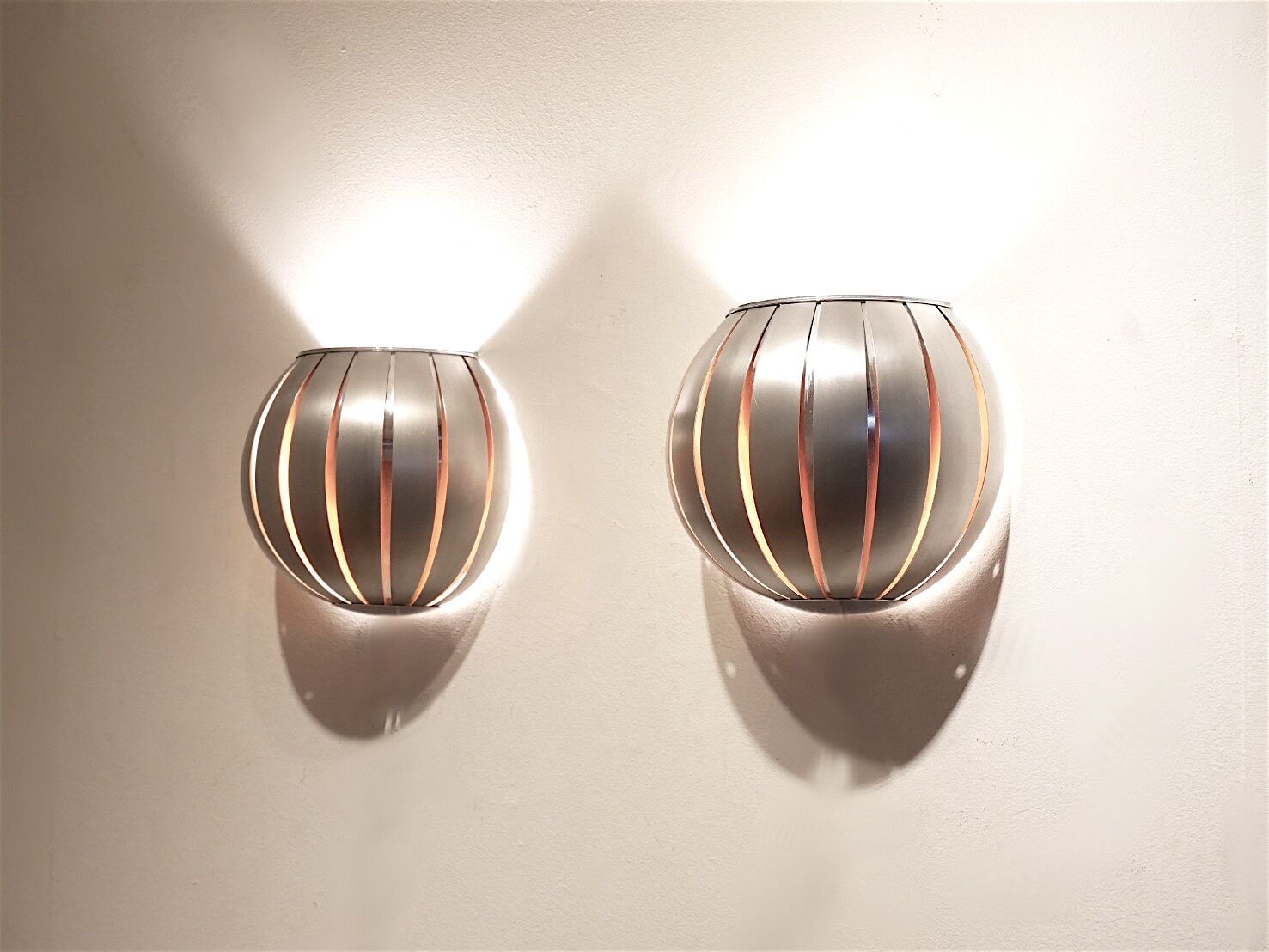 Scandinavian aluminium wall lamps, 1970s