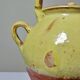 Small vintage pale yellow enamelled terracotta goat jug