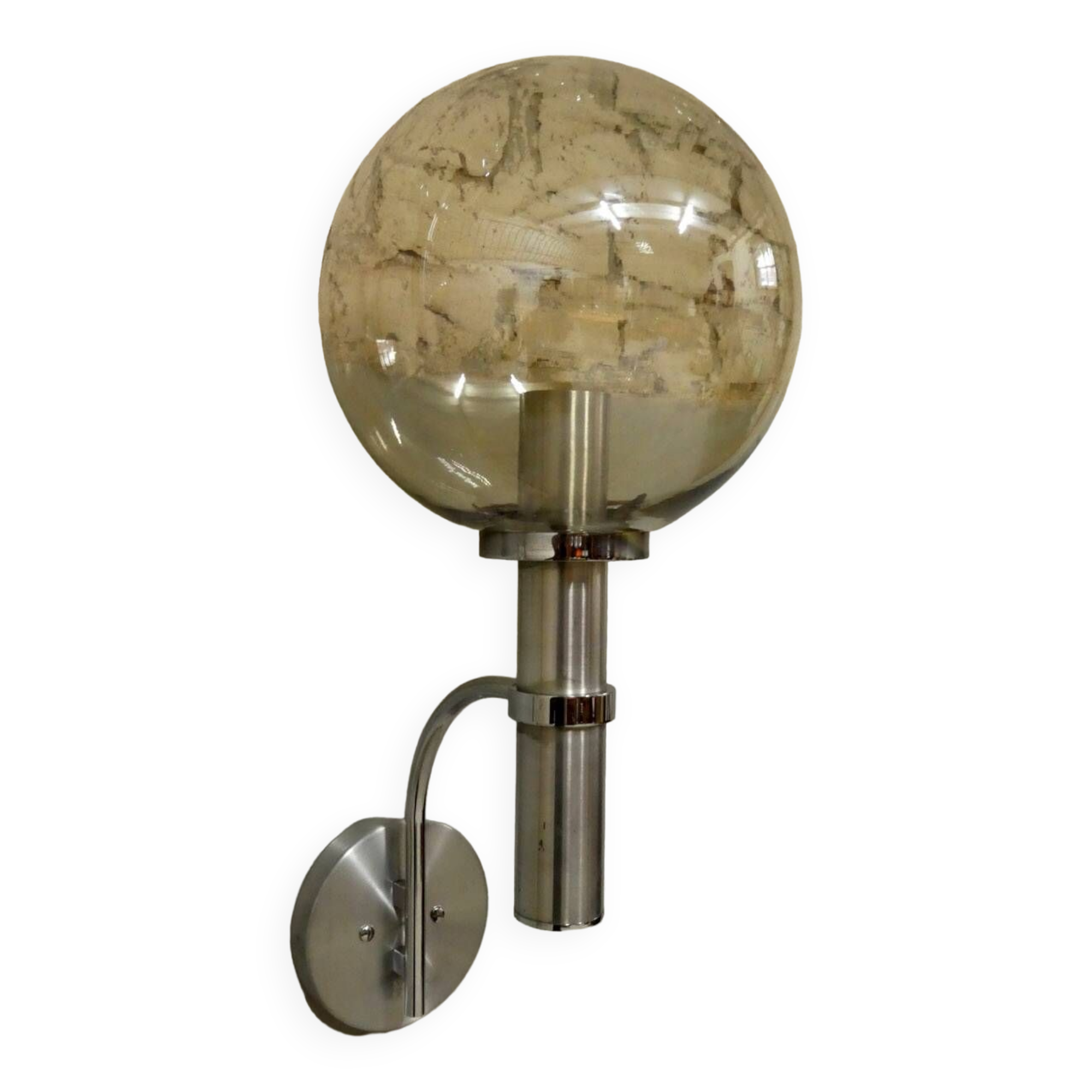 chrome & smoked glass wall light, 1970