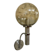 chrome & smoked glass wall light, 1970