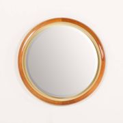 Italian backlit XL mirror in solid cherry wood, 1970s