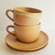 Set of 2 cups, 2 sous cups and 1 milk pitcher Cnp gres vintage village