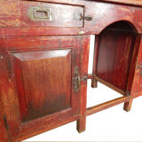 Bureau ancien rouge vieux teck piece et patine d'origine inde 137x52x77cm