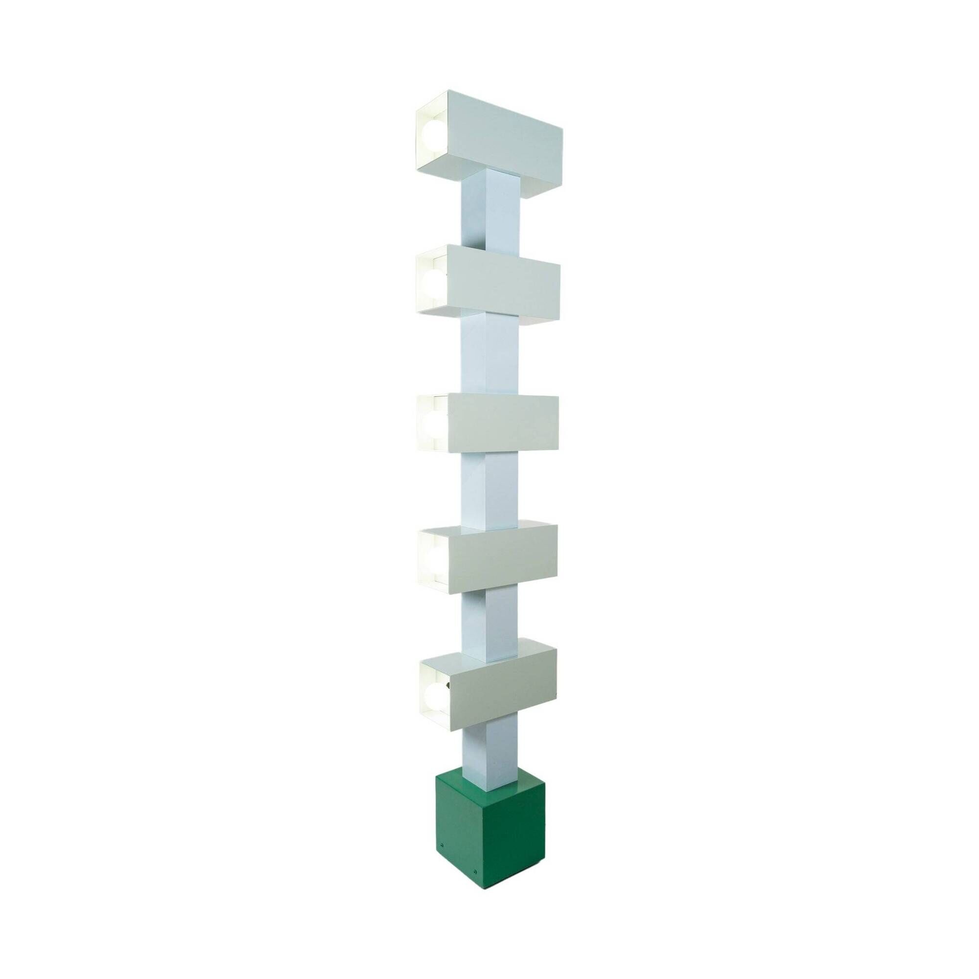 Pair of illuminated totems in lacquered steel, Italy, 1990