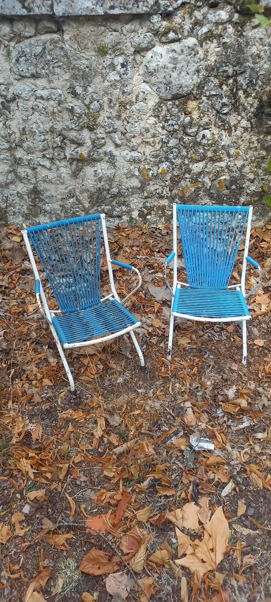 Pair of children's scoubidou armchairs