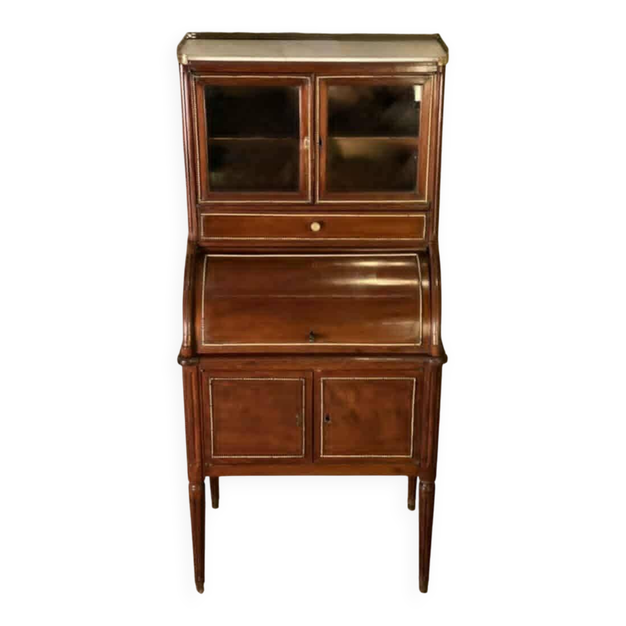 Cylinder desk in solid mahogany, late 18th century