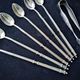 Set of 6 mazagran spoons and stainless steel sugar tongs