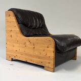 Vintage Brutalist Leather Armchair, 1960s–1970s