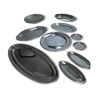 Set of 10 stainless steel trays LETANG REMY