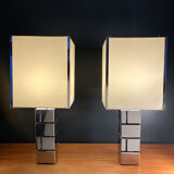 Vintage Curtis Jere table lamp, chrome and white, 1970