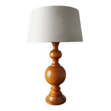 Lampe vintage de salon en bois tourné