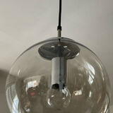 Space Age globe pendant lamp in smoked glass from the 70s