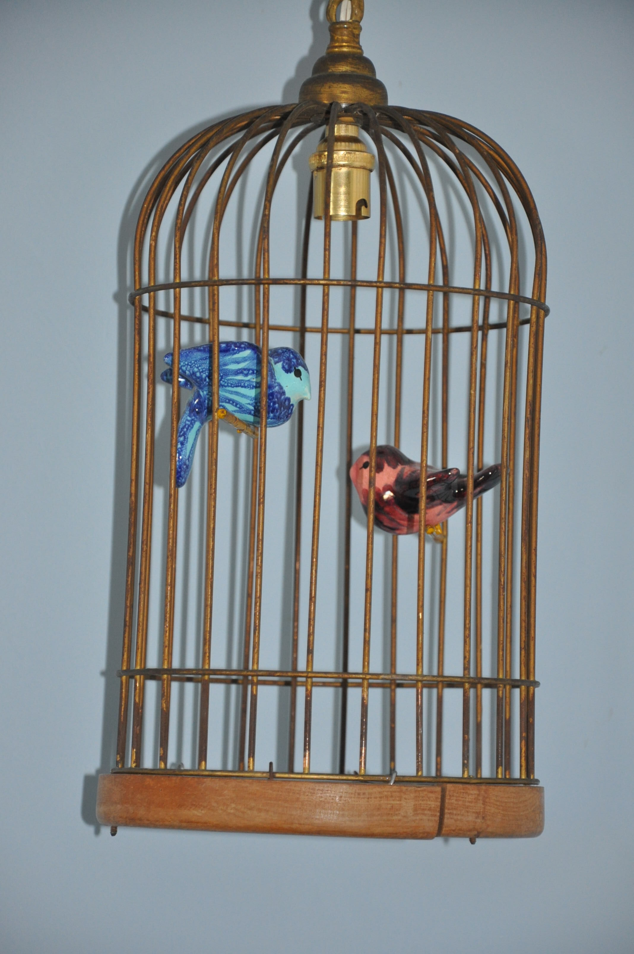 Lustre suspension cage à oiseaux vintage