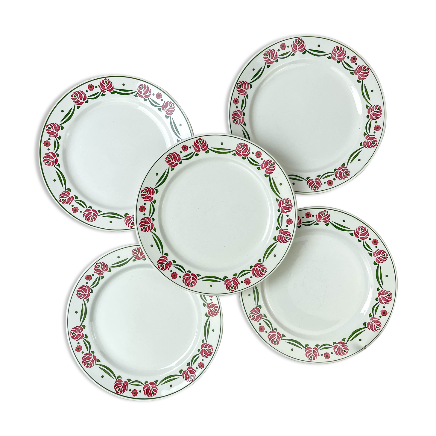 5 flat plates digoin sarreguemines model "mariette"