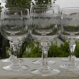 Set of 6 ARQUES crystal red wine glasses. Matignon model.