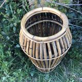 60s rattan bamboo umbrella holder