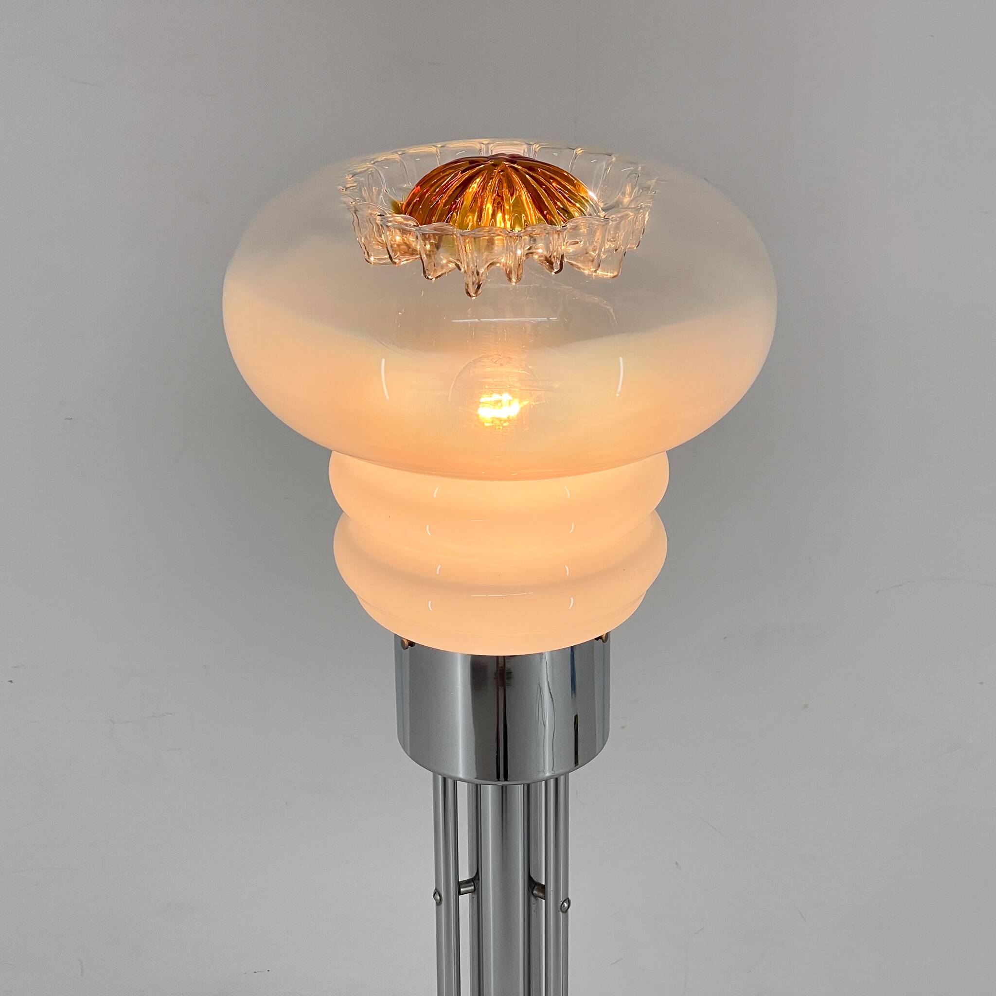 Mid-Century Chrome & Murano Glass Floor Lamp, Italy, 1970's