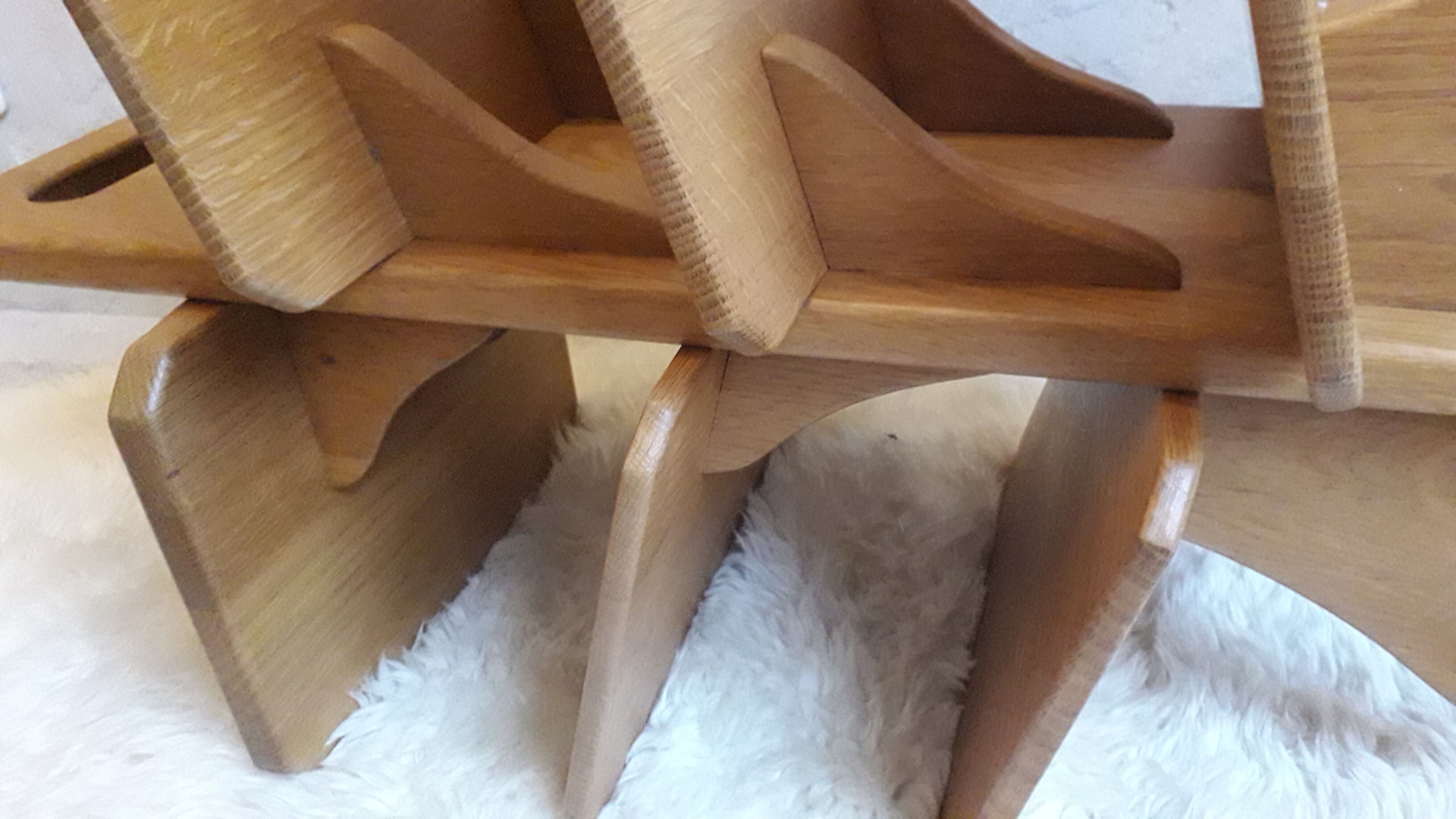 Solid oak bookcase magazine holders 80s