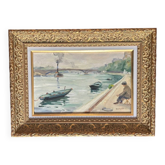 Bridge and Riverboats, Impressionism Oil Painting