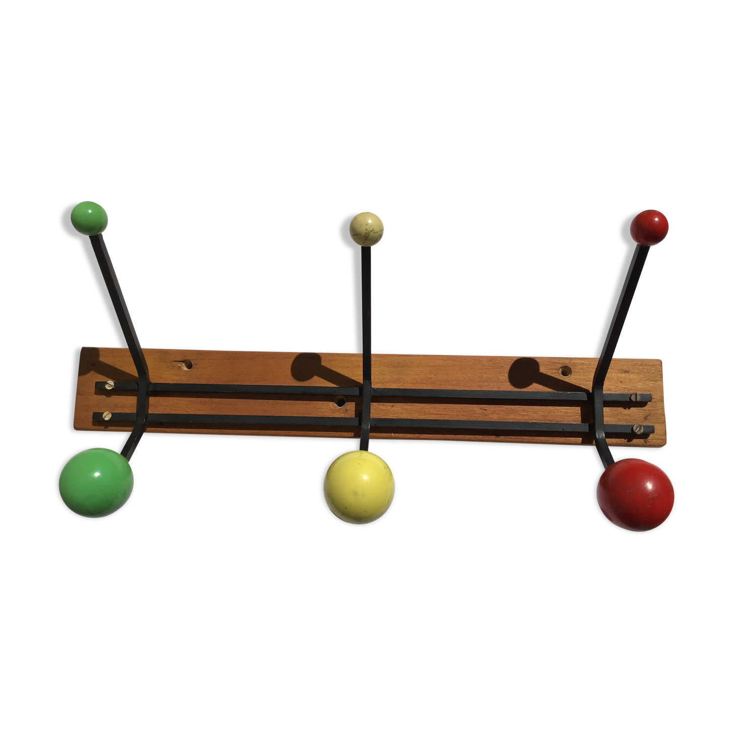 Black metal coat holder 6 colored wood balls