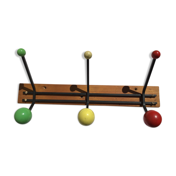 Black metal coat holder 6 colored wood balls | Selency
