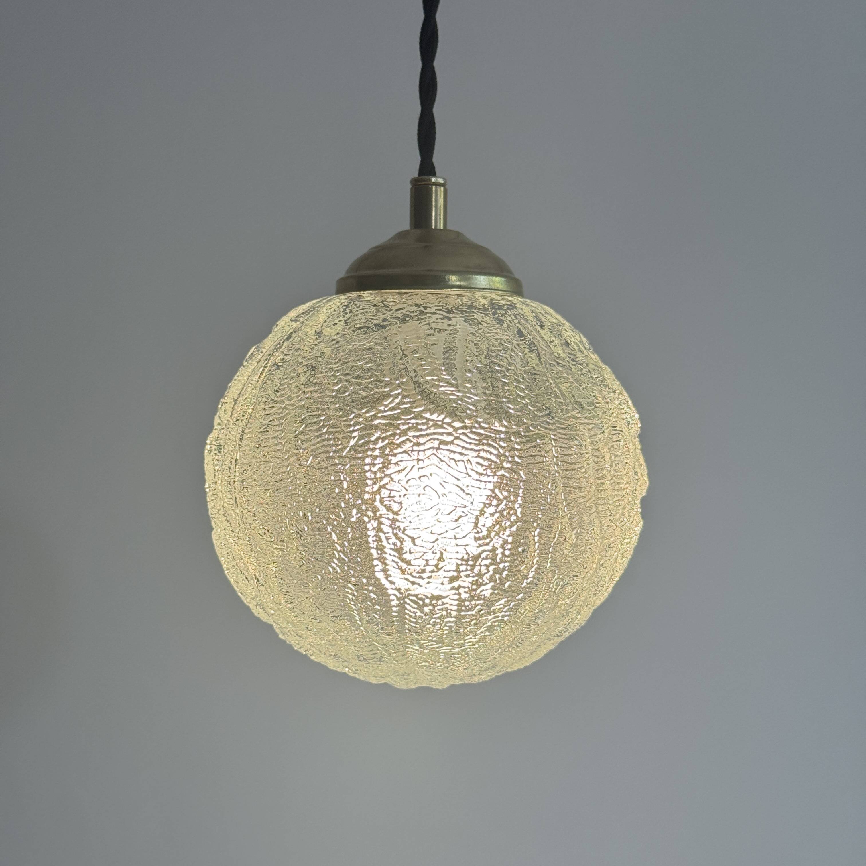 Pair of vintage round glass suspensions