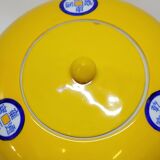 Pot couvert chinois vintage jaune et tampons bleus original pop