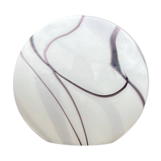 Zebra Swirl Table Lamp, Zijlstra Tiel Dutch Design, Vintage Glass Light, Black & White Stripes, 1990s Home Decor