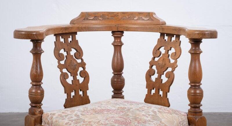 Vintage Danish Oak Corner Chair, 1940s