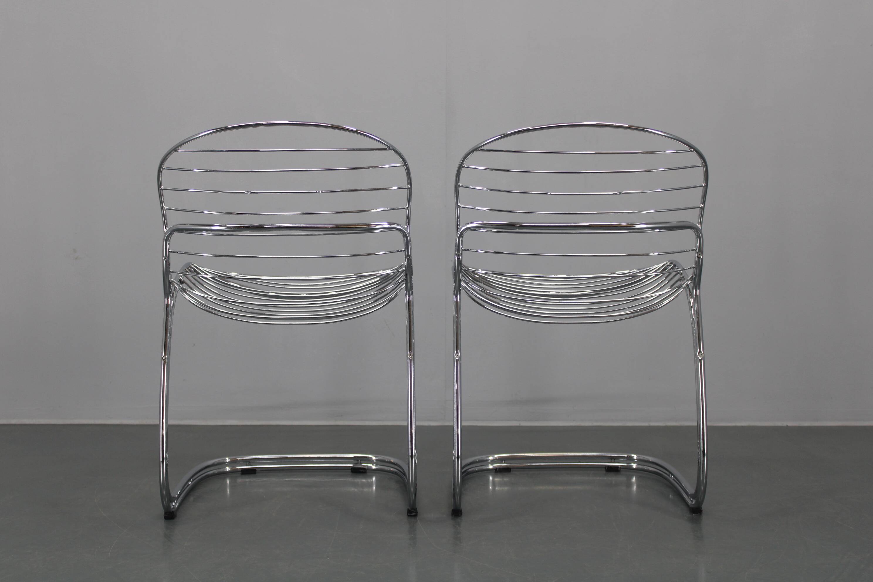 1970s Pair of Gastone Rinaldi Chromed Steel Chairs for Rima, Italy