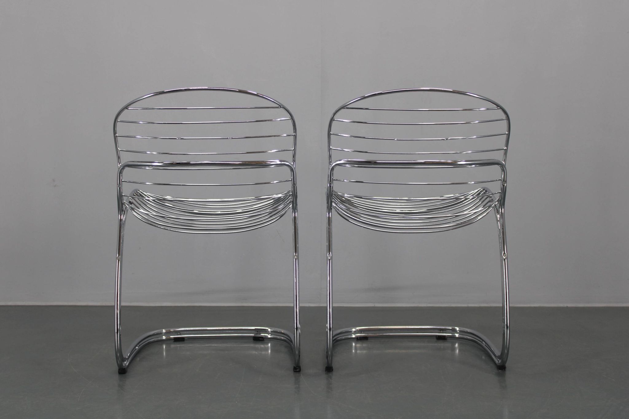 1970s Pair of Gastone Rinaldi Chromed Steel Chairs for Rima, Italy