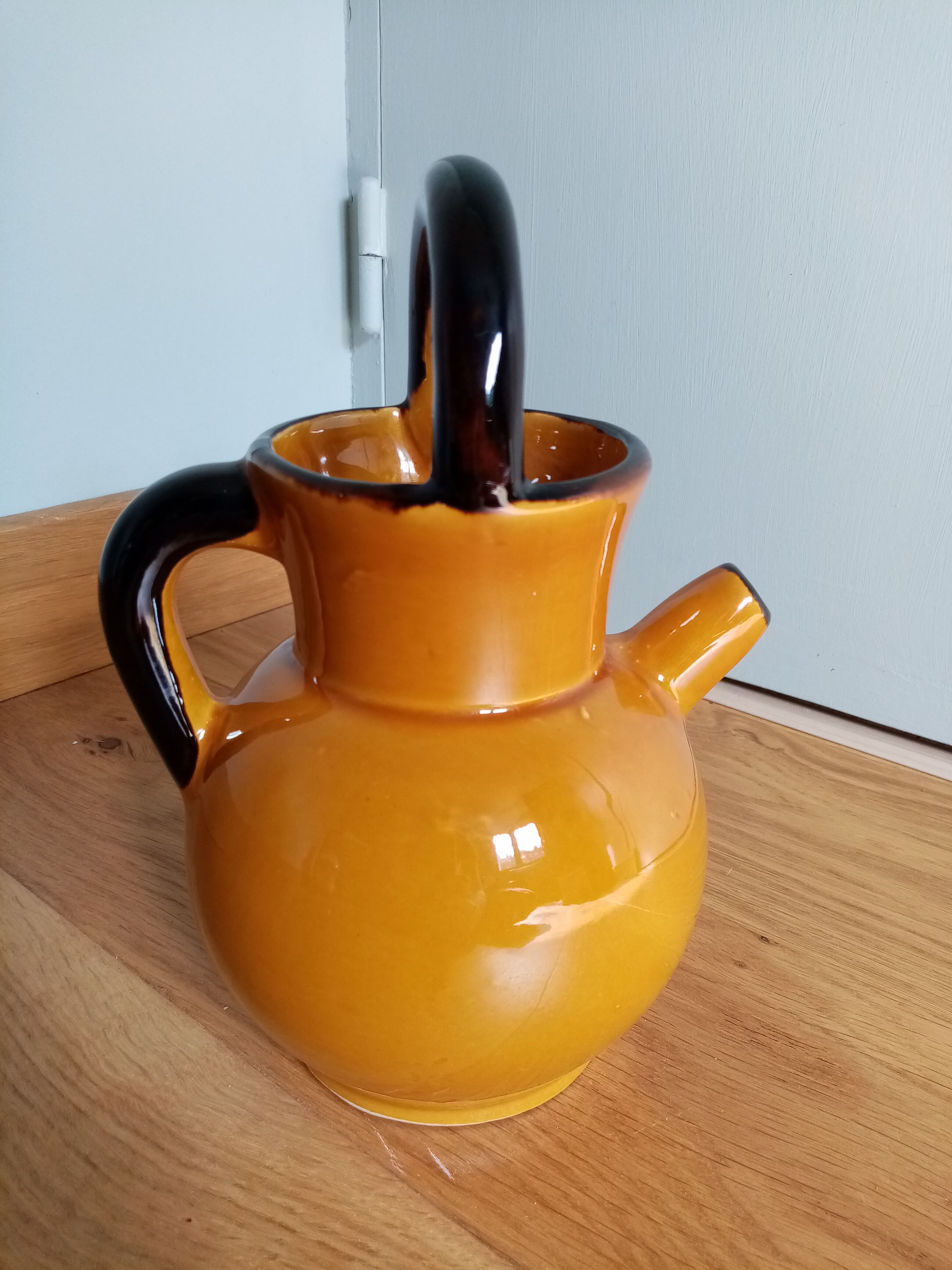 Pitcher jug vase enamelled ceramic Camarès