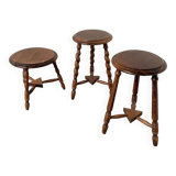 Trio of old tripod stools