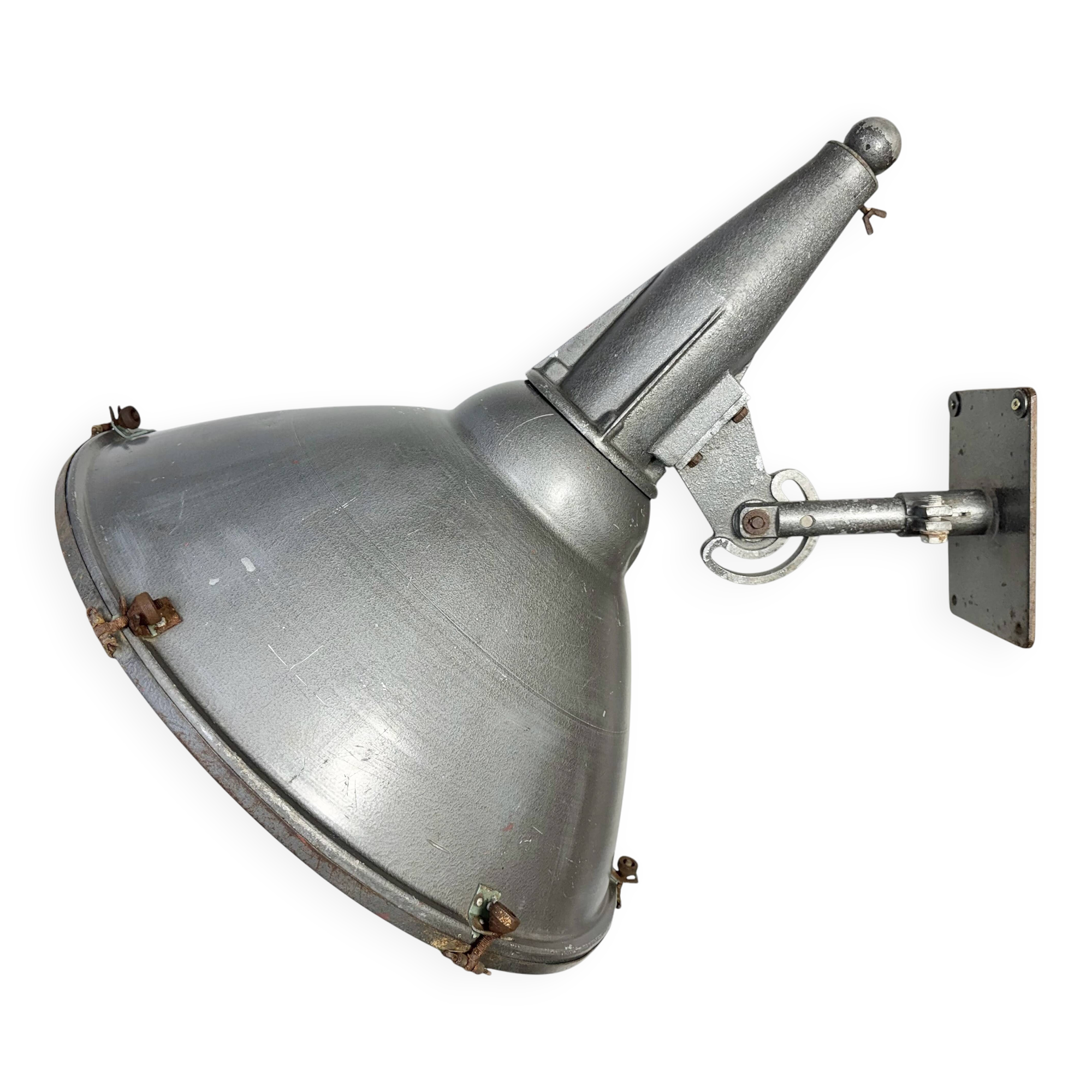 Large Vintage Industrial Aluminium Factory Wall Spotlight, 1970s