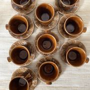 Tasses à café en céramique fat lava années 70