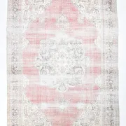 8x12 Large Vintage Pale Red & Blue Persian Rug, Oriental Rustic Carpet