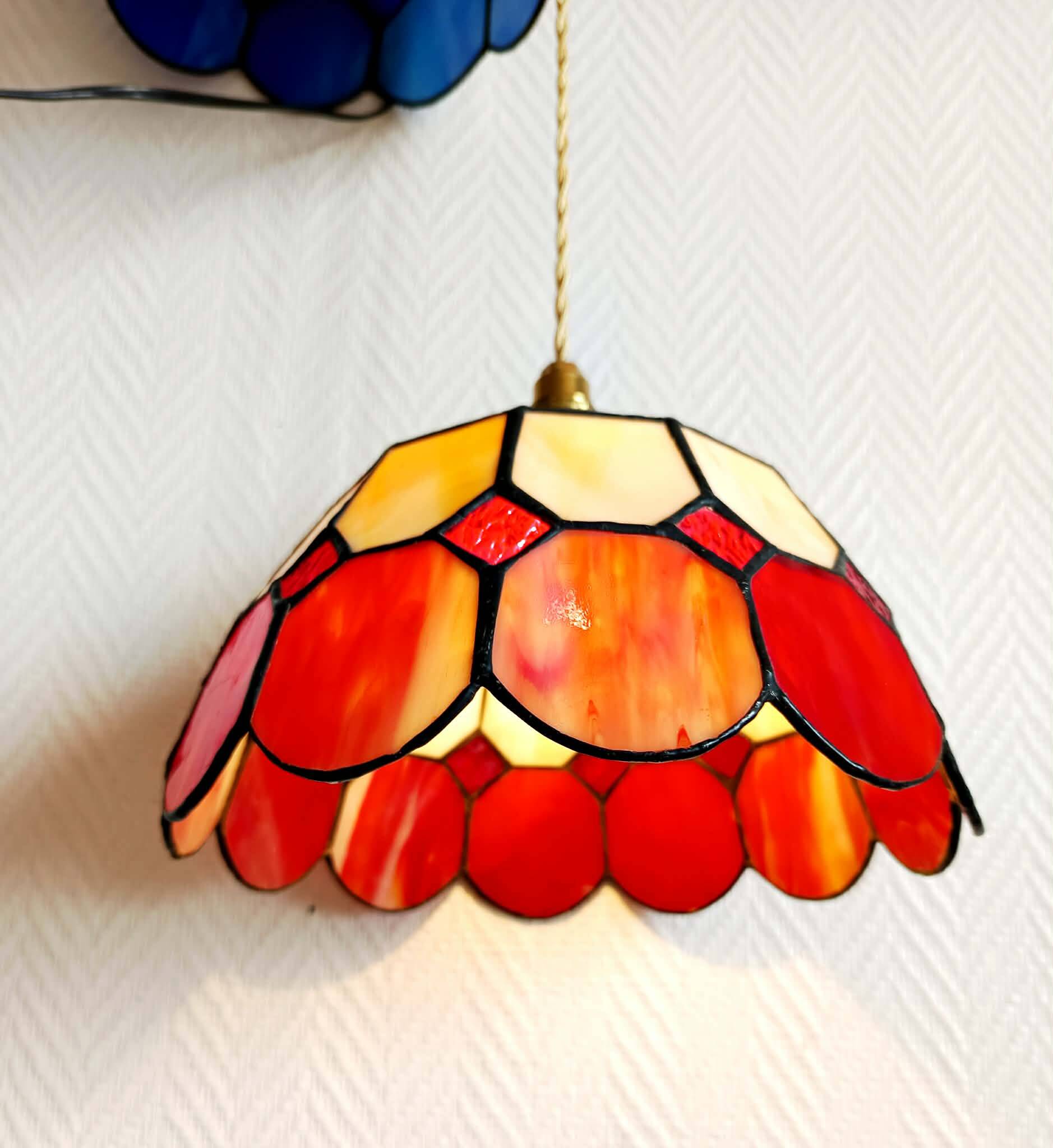 Pair of Art Deco Tiffany style pendant lights