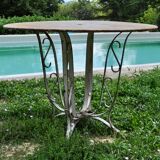 Sheet metal and iron garden table