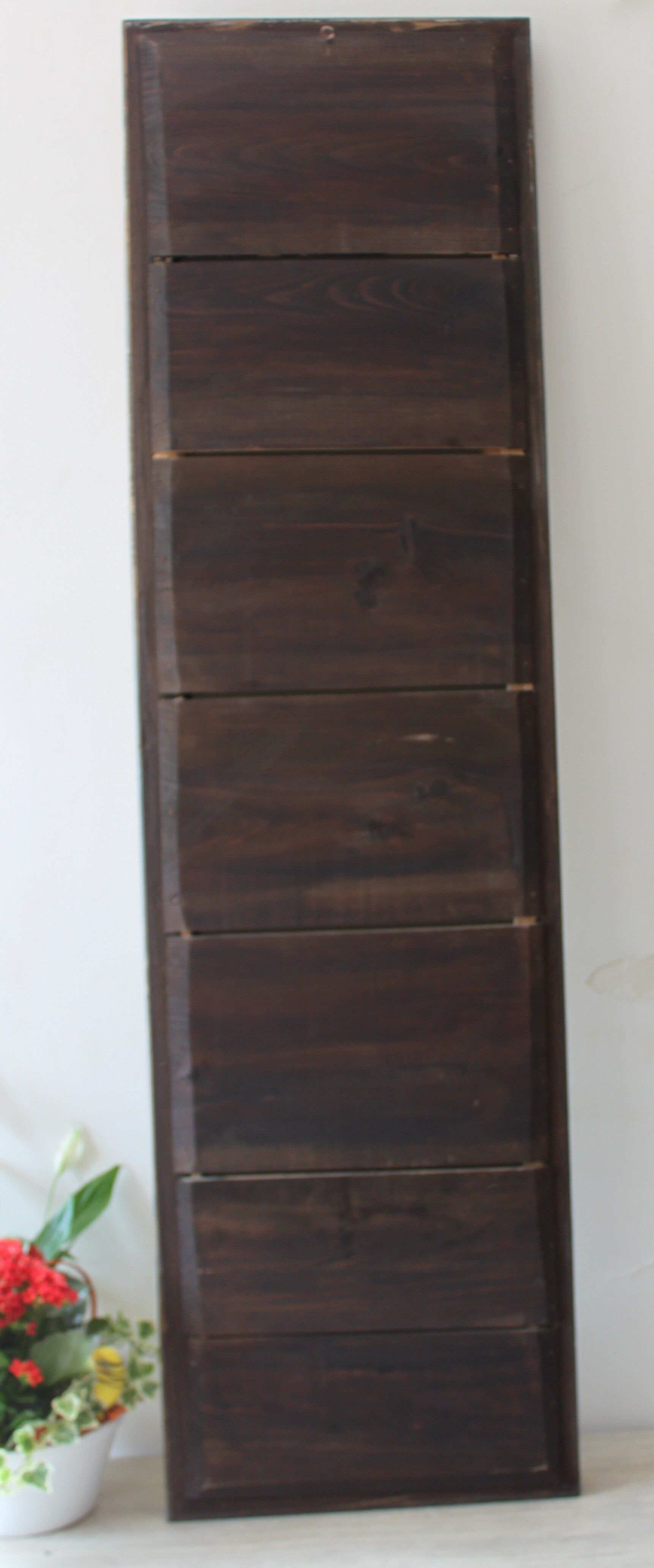 Miroir doré longiligne ancien à la feuille d'or et teinte grise 36x121cm
