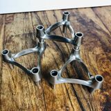 Chrome metal candle holders. Set of 3.