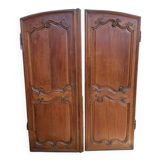 Pair of old solid oak cabinet doors