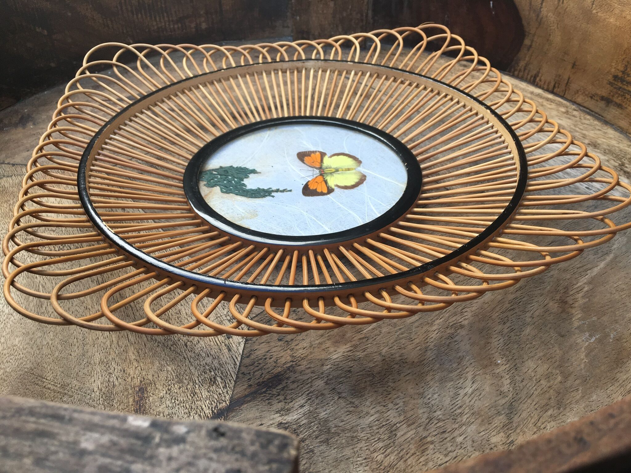 Wicker and butterfly fruit basket