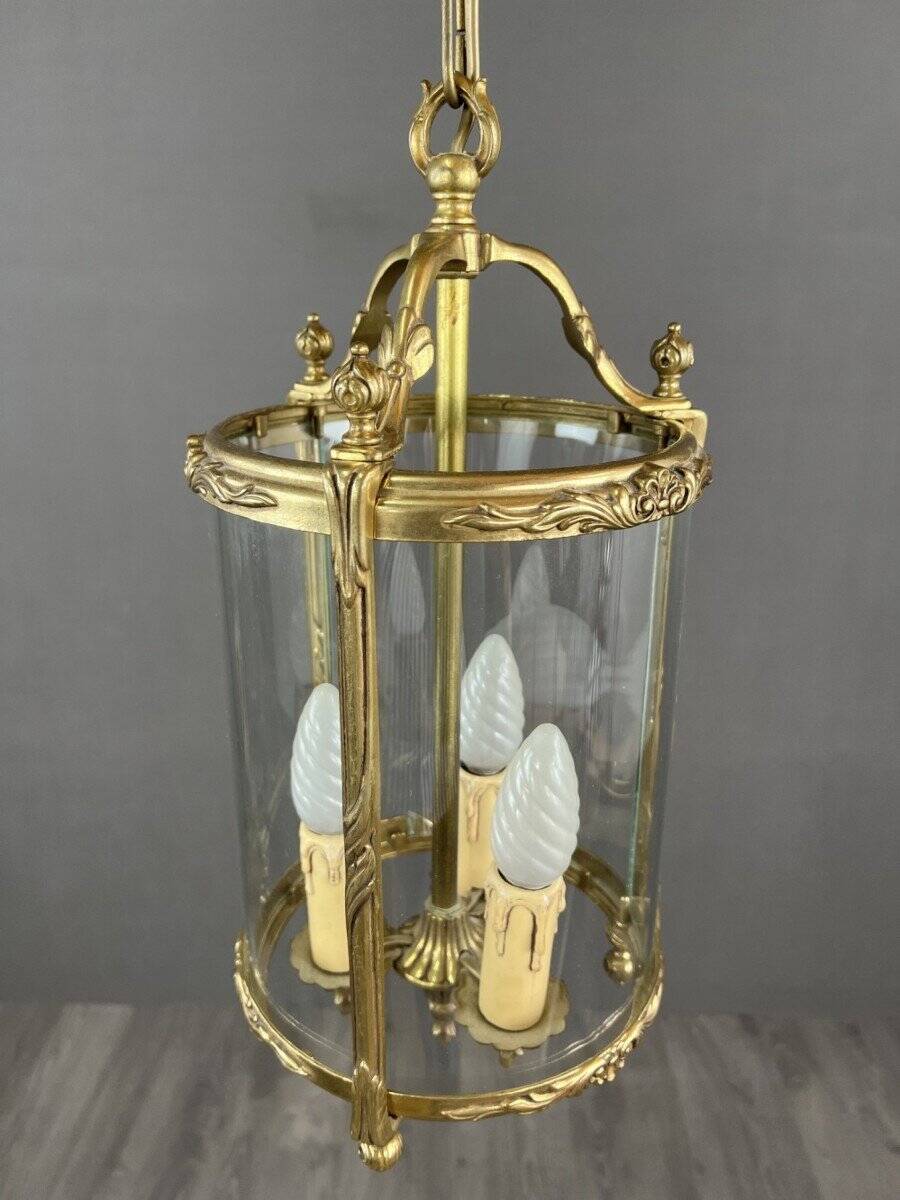 Louis XVI style lantern in bronze and glass, 20th century