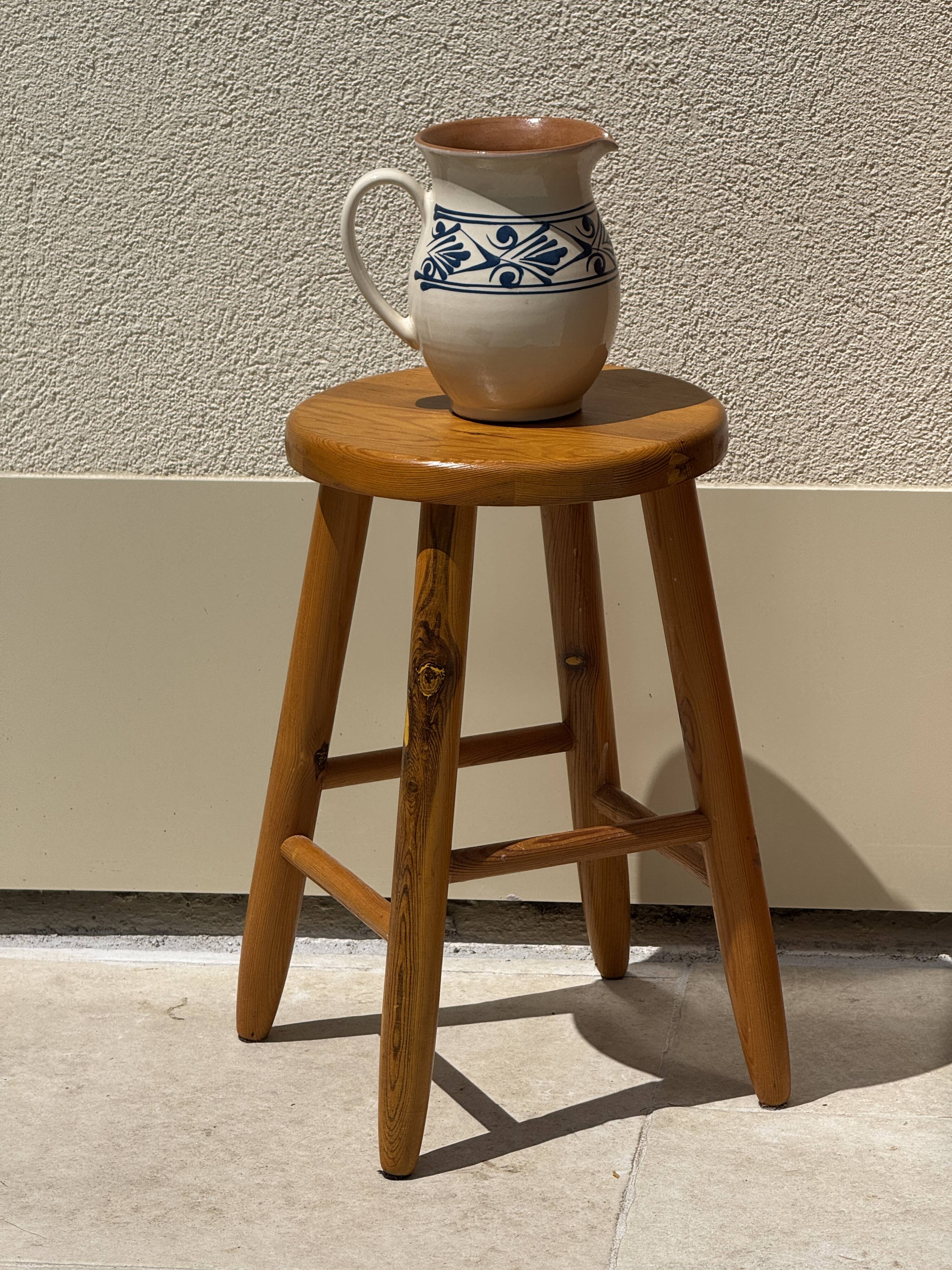 Vintage four-legged pine stool