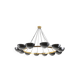 Lustre ou suspension à 10 lumières, laiton et laque noire, contemporain
